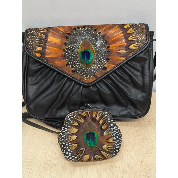 Vintage Lee Sands Hawaii Genuine Pheasant  Handbag Purse & Coin Purse - Picture 1 of 16